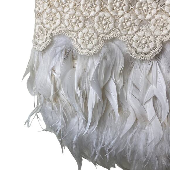SHIATZH CHEN Lace Feather Floral Applique High Waisted Skirt Italy 40/ US 0 - Picture 4 of 14